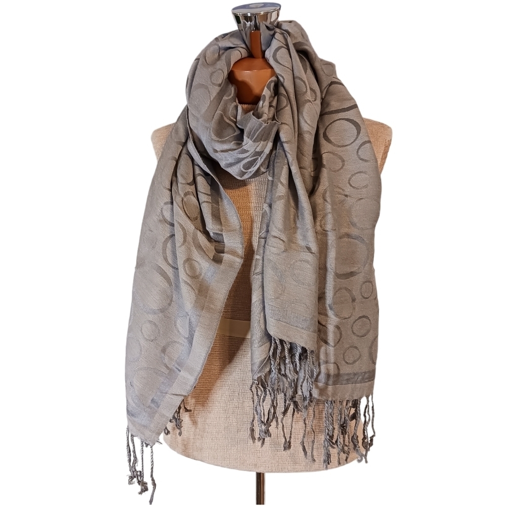 Womens Geometric Print Rectangular Scarf Gray Pashmina